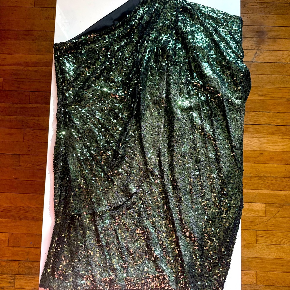 Badgley Mischka green sequin dress